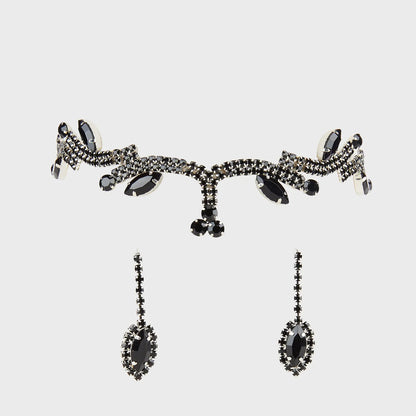 Silver Leaf Necklace For Women With Alloy Pendant Featuring Rhinestone Inlay