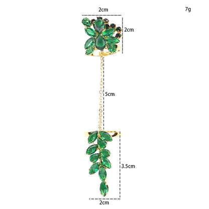 Geometric Green Alloy Ring For Women With Zircon Inlay, Featuring Electroplated Finish
