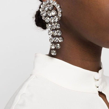 Silver Tassel Earrings For Women, Electroplated Alloy With Rhinestone Inlay, Elegant And Stylish Jewelry
