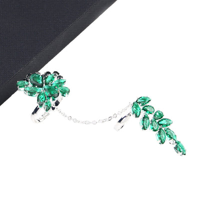 Geometric Green Alloy Ring For Women With Zircon Inlay, Featuring Electroplated Finish