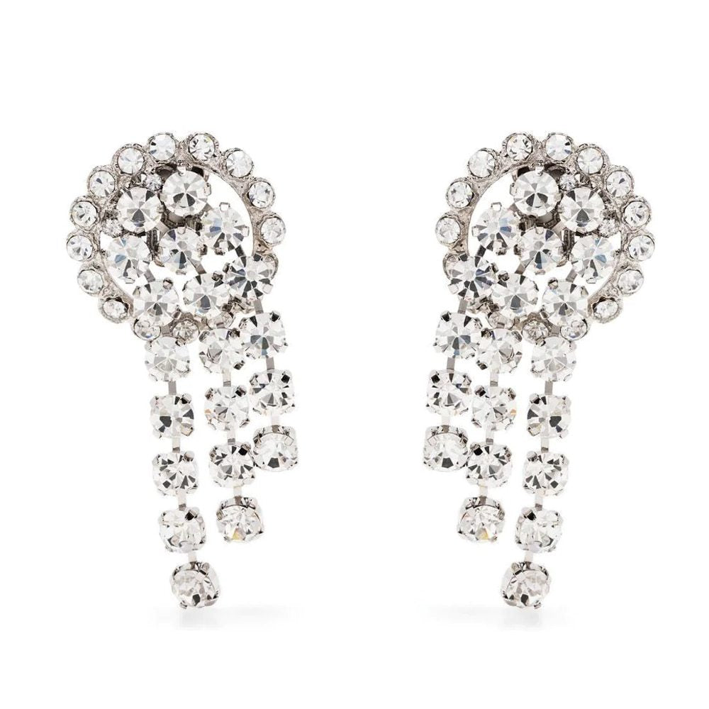Silver Tassel Earrings For Women, Electroplated Alloy With Rhinestone Inlay, Elegant And Stylish Jewelry