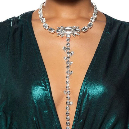 Geometric Tassel Silver Sweater Chain Necklace For Women, Electroplated Alloy Pendant