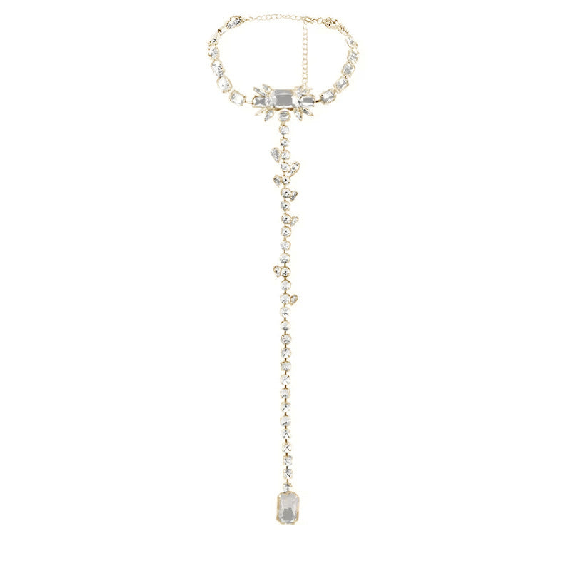 Geometric Tassel Silver Sweater Chain Necklace For Women, Electroplated Alloy Pendant