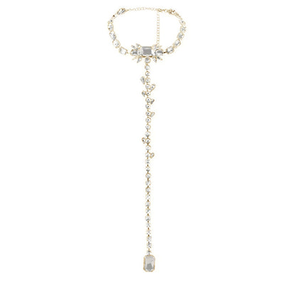 Geometric Tassel Silver Sweater Chain Necklace For Women, Electroplated Alloy Pendant
