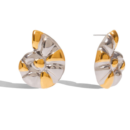 Conch Earrings For Women In 18K Real Gold Plated Titanium Steel With Electroplated Finish And 304 Stainless Steel Ear Pins