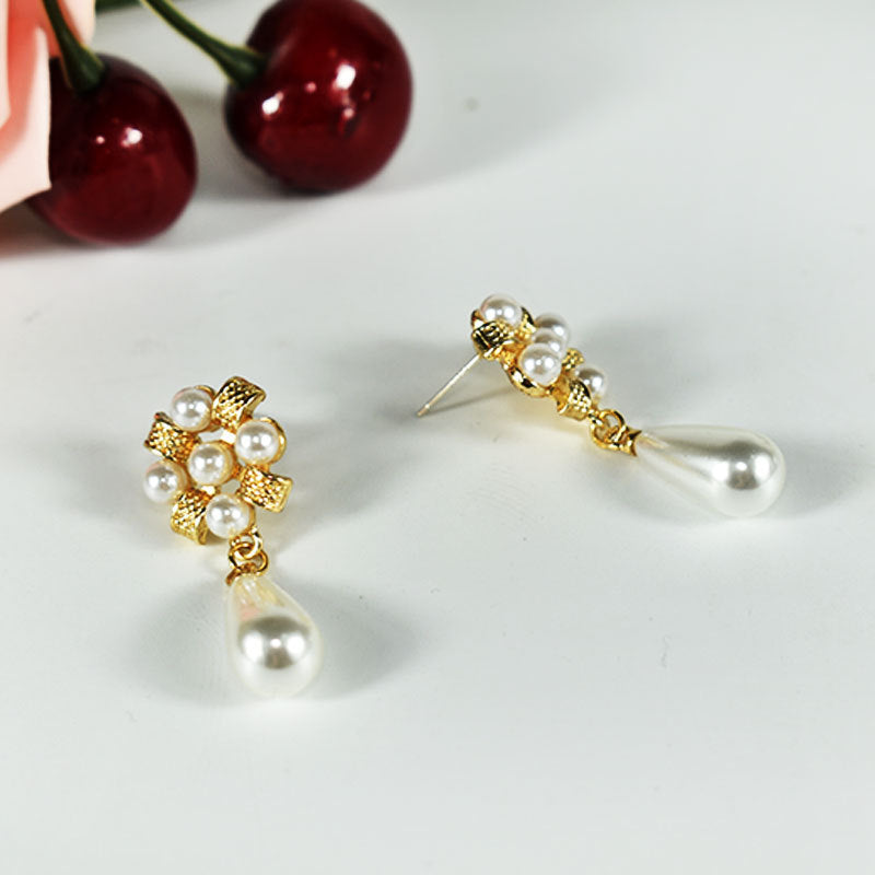 Alloy Earrings With Artificial Pearl Inlay, Featuring 925 Sterling Silver Ear Pins For Women In Silver