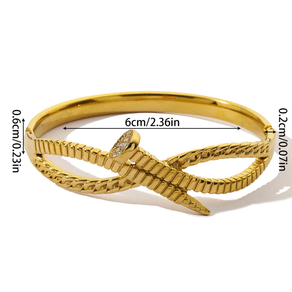 Women’s Circle Bangle In Titanium Steel With 18K Real Gold Electroplated Finish, Elegant Gold Tone