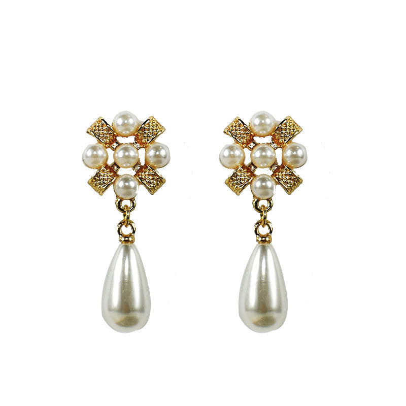 Alloy Earrings With Artificial Pearl Inlay, Featuring 925 Sterling Silver Ear Pins For Women In Silver
