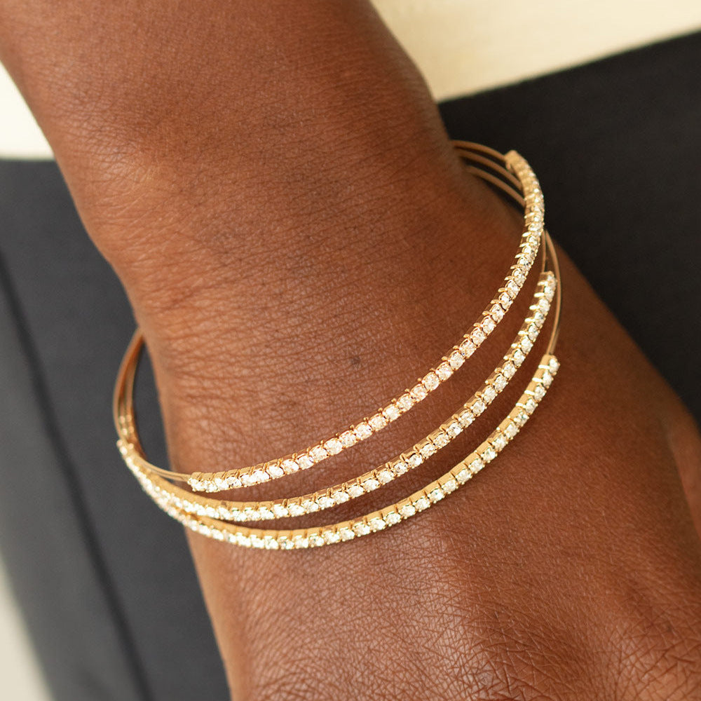 Sparkly Silver Alloy Bangle For Women With Electroplated Finish And Rhinestone Inlay