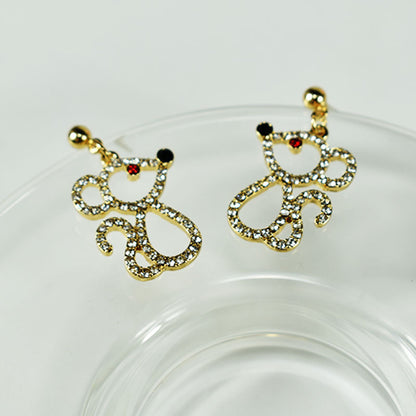 Simple Style Animal Stud Earrings For Women With 925 Sterling Silver Posts And Silver Alloy Featuring Artificial Gemstones