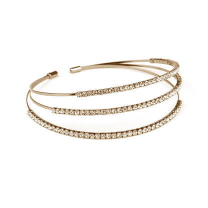 Sparkly Silver Alloy Bangle For Women With Electroplated Finish And Rhinestone Inlay