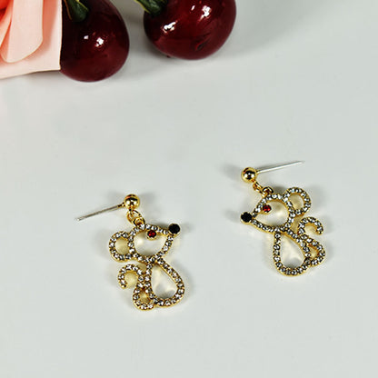 Simple Style Animal Stud Earrings For Women With 925 Sterling Silver Posts And Silver Alloy Featuring Artificial Gemstones