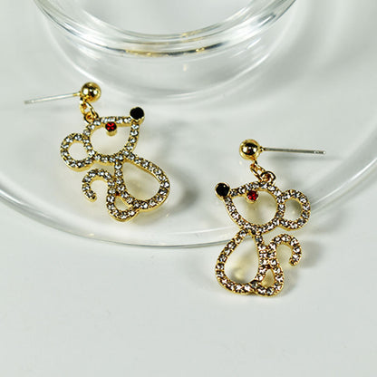Simple Style Animal Stud Earrings For Women With 925 Sterling Silver Posts And Silver Alloy Featuring Artificial Gemstones