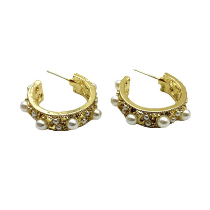 Geometric Stud Earrings For Women In Electroplated Alloy With Artificial Gemstones