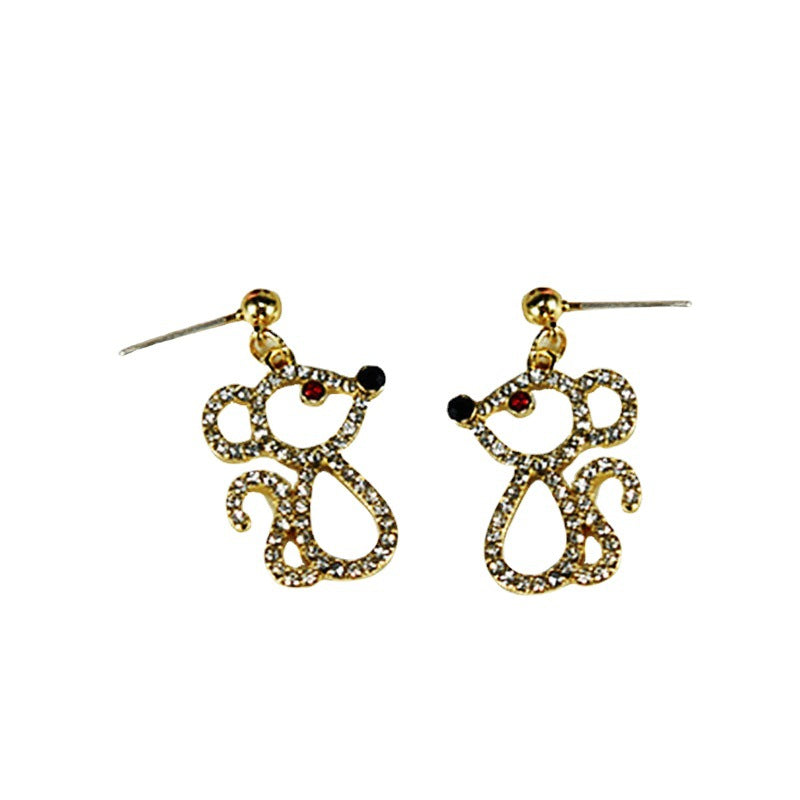 Simple Style Animal Stud Earrings For Women With 925 Sterling Silver Posts And Silver Alloy Featuring Artificial Gemstones