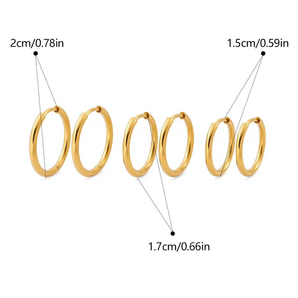Sweet Gold Hoop Earrings For Women In Titanium Steel With Electroplated Finish And 304 Stainless Steel Ear Pins