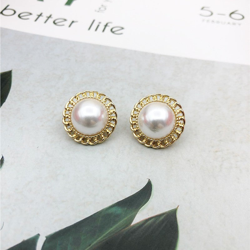 Water Droplets Stud Earrings With Baroque Pearl Inlay, 925 Sterling Silver Alloy Clip-On