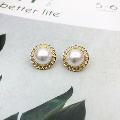 Water Droplets Stud Earrings With Baroque Pearl Inlay, 925 Sterling Silver Alloy Clip-On