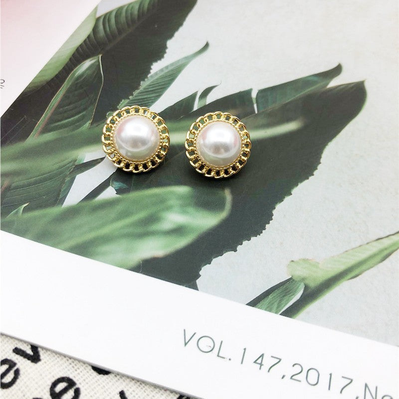 Water Droplets Stud Earrings With Baroque Pearl Inlay, 925 Sterling Silver Alloy Clip-On