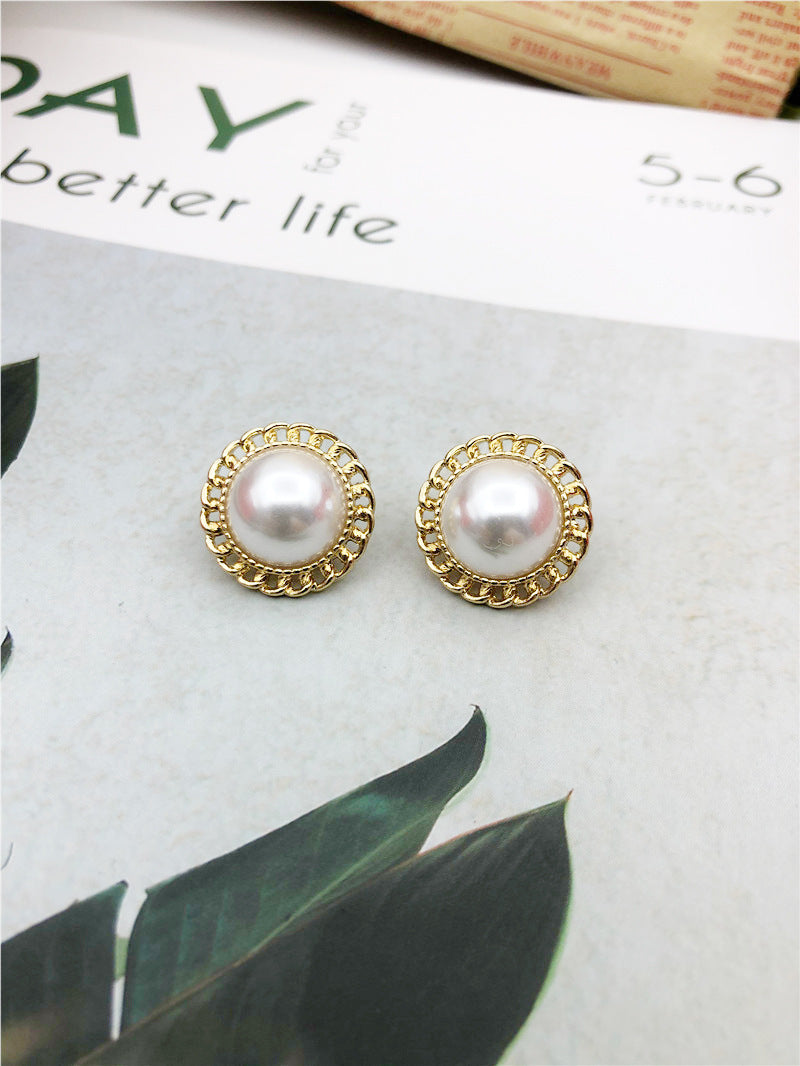 Water Droplets Stud Earrings With Baroque Pearl Inlay, 925 Sterling Silver Alloy Clip-On
