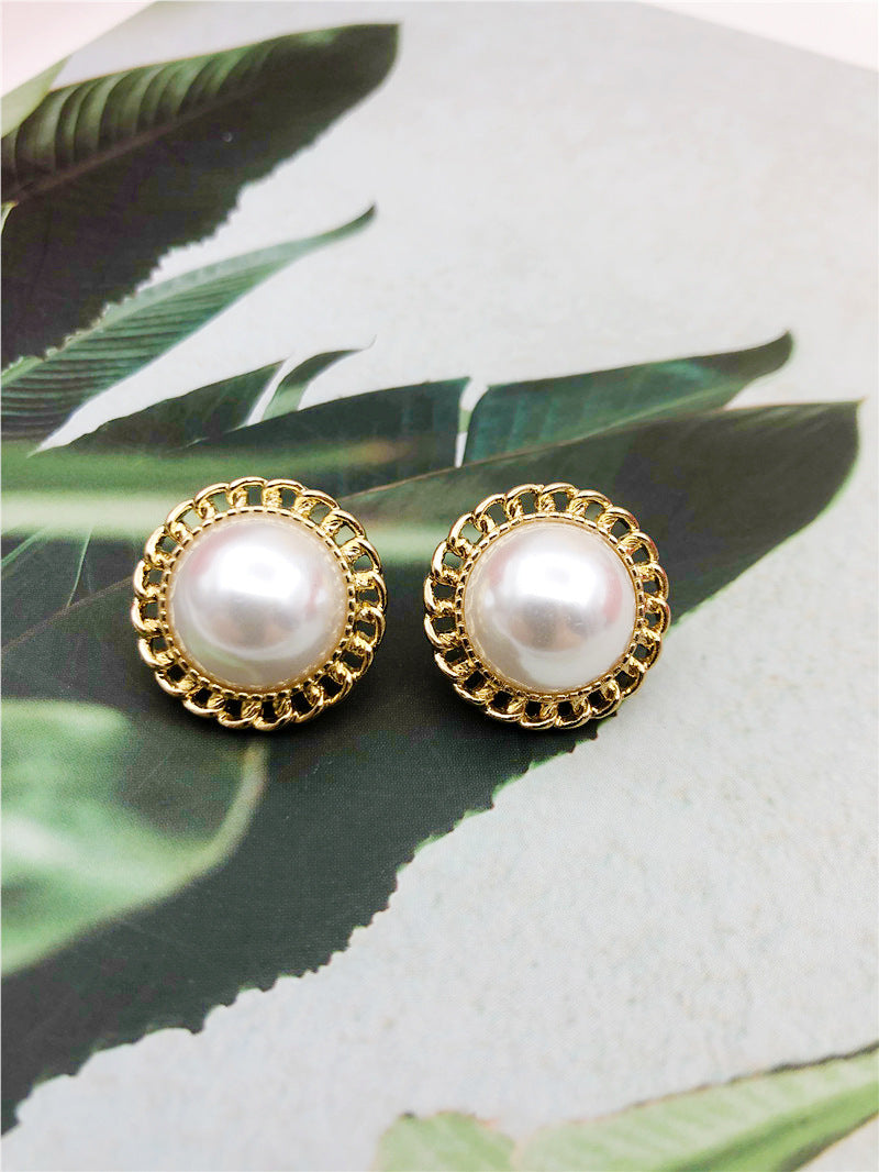Water Droplets Stud Earrings With Baroque Pearl Inlay, 925 Sterling Silver Alloy Clip-On