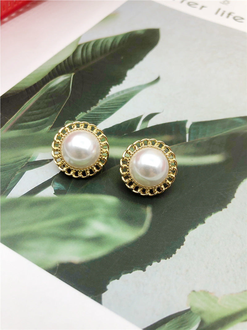 Water Droplets Stud Earrings With Baroque Pearl Inlay, 925 Sterling Silver Alloy Clip-On