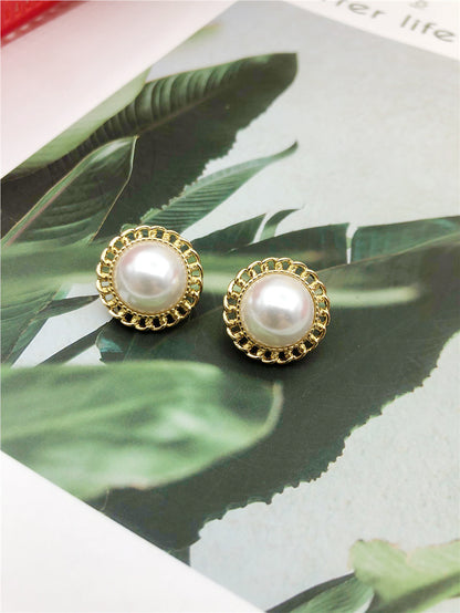 Water Droplets Stud Earrings With Baroque Pearl Inlay, 925 Sterling Silver Alloy Clip-On