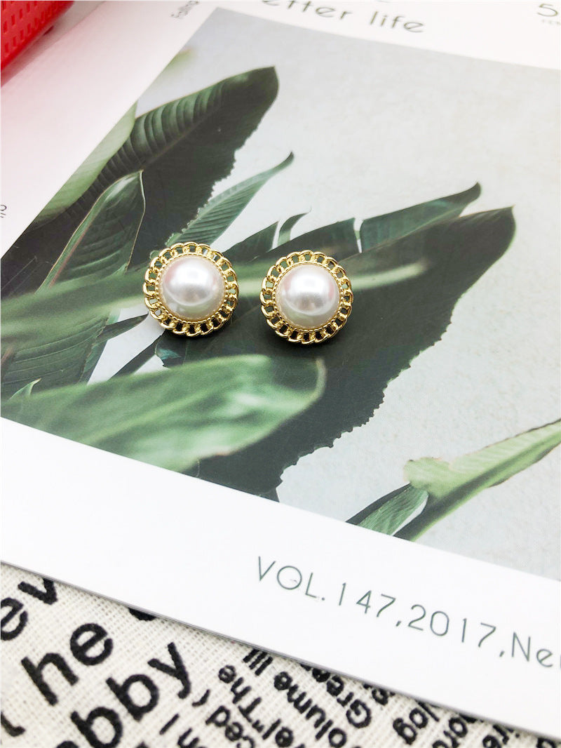 Water Droplets Stud Earrings With Baroque Pearl Inlay, 925 Sterling Silver Alloy Clip-On