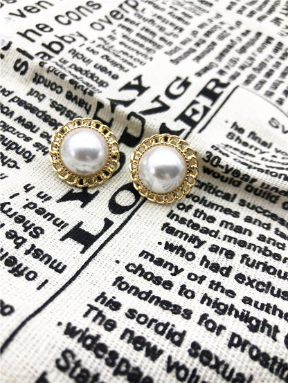 Water Droplets Stud Earrings With Baroque Pearl Inlay, 925 Sterling Silver Alloy Clip-On