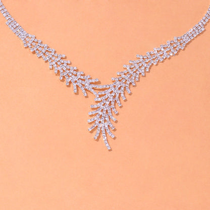 Women’s Jewelry Set Featuring Leaves Pattern With Electroplated Alloy And Rhinestone Inlay, 1 Set
