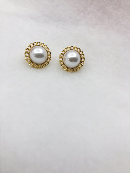 Water Droplets Stud Earrings With Baroque Pearl Inlay, 925 Sterling Silver Alloy Clip-On