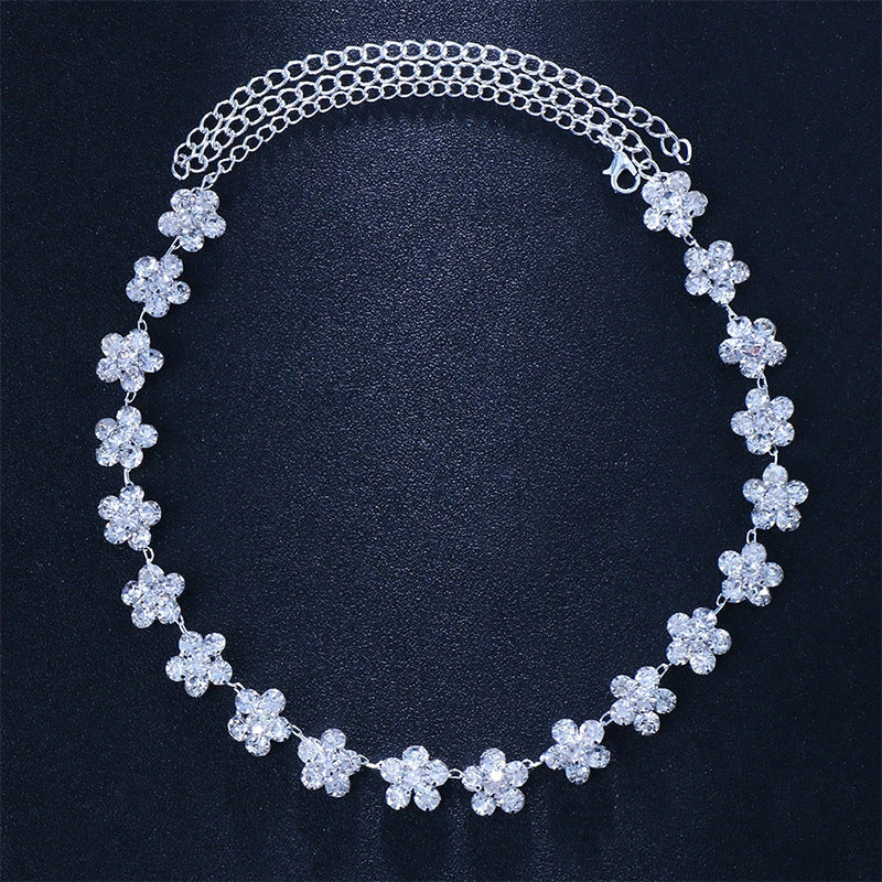 Bridal Flowers Hair Chain For Women In Alloy With Rhinestones, Perfect For Wedding Season