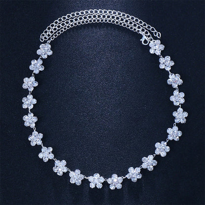Bridal Flowers Hair Chain For Women In Alloy With Rhinestones, Perfect For Wedding Season