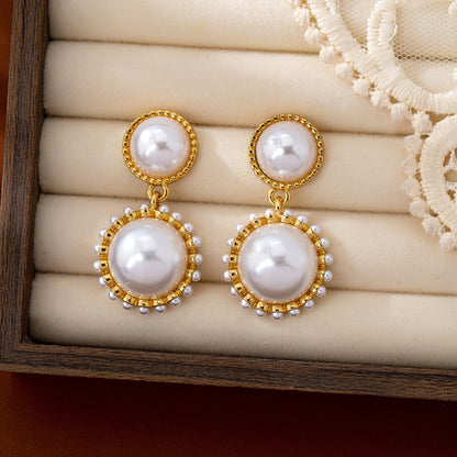 For Women Retro Stud Earrings Featuring Epoxy Craft And 925 Sterling Silver Alloy In Silver