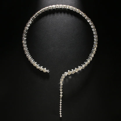 Tassel Choker Necklace For Women With Alloy Chain And Rhinestone Pendant, Elegant Tassel Craft Jewelry