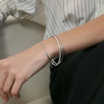 Simple Style Circle Bangle In 304 Stainless Steel With Waterproof Non Tarnish Electroplated Gold Plating
