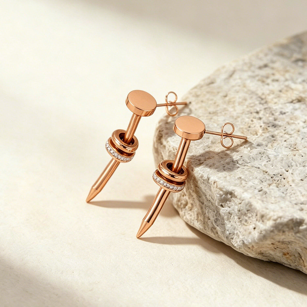 Sweet Heart Shape Earrings For Women In Rose Gold Featuring Waterproof Non Tarnish Titanium Steel With 18K Real Gold Plated