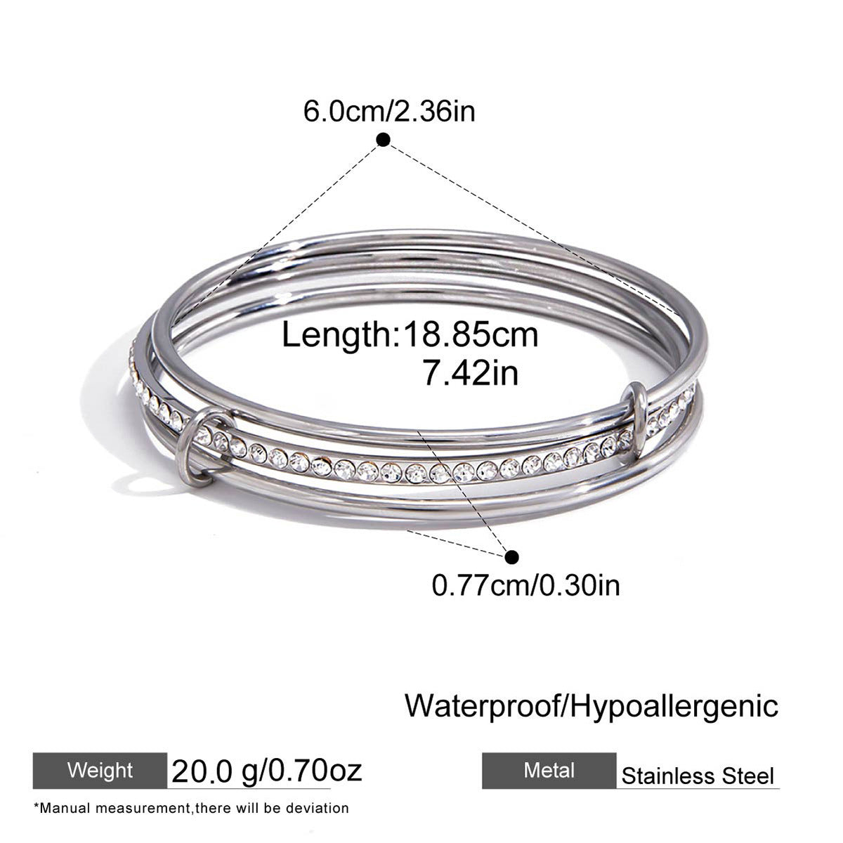 Simple Style Circle Bangle In 304 Stainless Steel With Waterproof Non Tarnish Electroplated Gold Plating