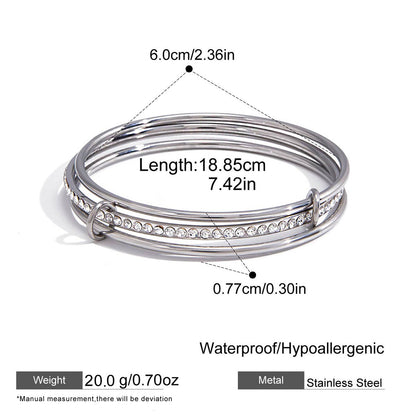 Simple Style Circle Bangle In 304 Stainless Steel With Waterproof Non Tarnish Electroplated Gold Plating