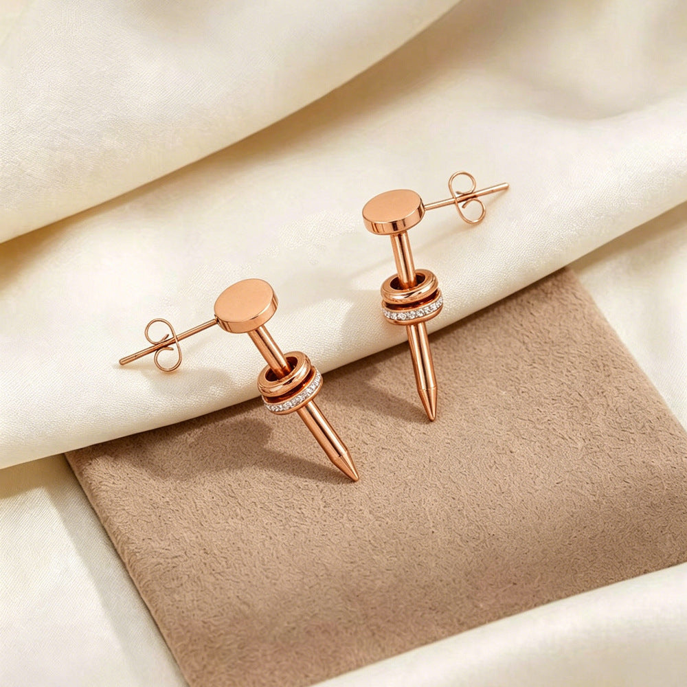 Sweet Heart Shape Earrings For Women In Rose Gold Featuring Waterproof Non Tarnish Titanium Steel With 18K Real Gold Plated