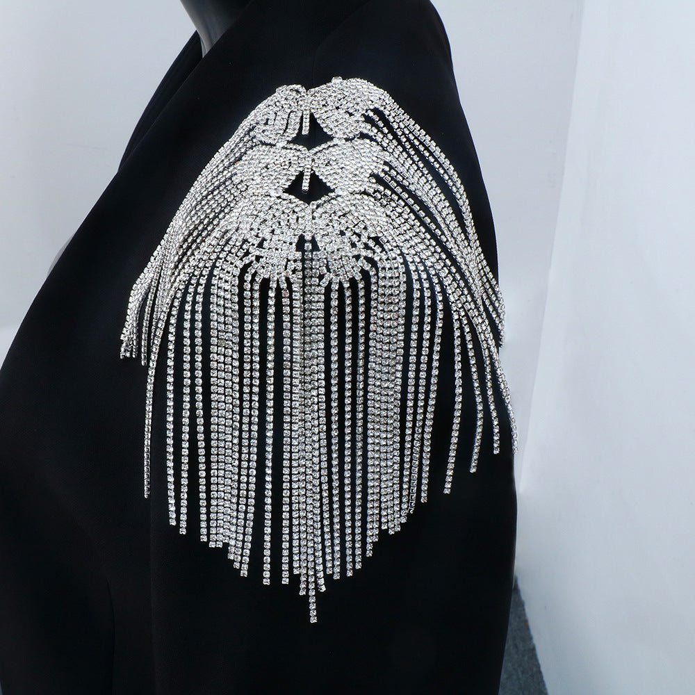 Butterfly Alloy Brooch With Tassel Featuring Silver Rhinestones, Elegant Jewelry Accessory For Women