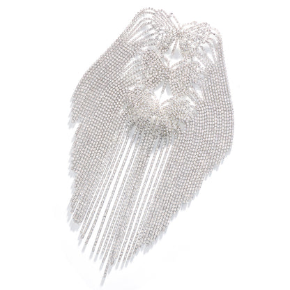 Butterfly Alloy Brooch With Tassel Featuring Silver Rhinestones, Elegant Jewelry Accessory For Women