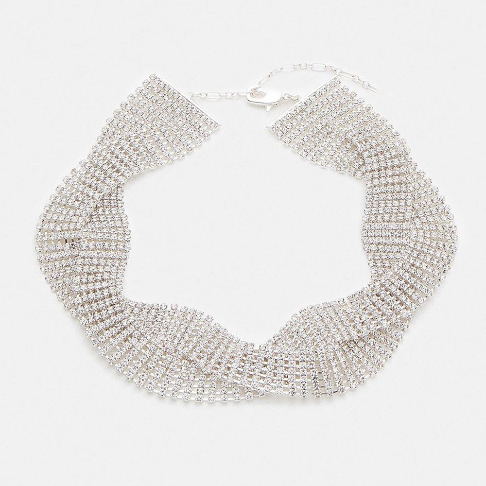 Exaggerated Twist Necklace For Couples With Electroplated Alloy And Rhinestone Inlay On Twisted Rope Chain