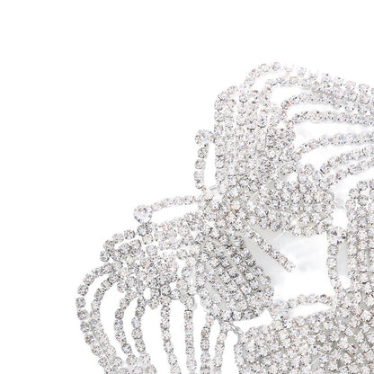 Butterfly Alloy Brooch With Tassel Featuring Silver Rhinestones, Elegant Jewelry Accessory For Women
