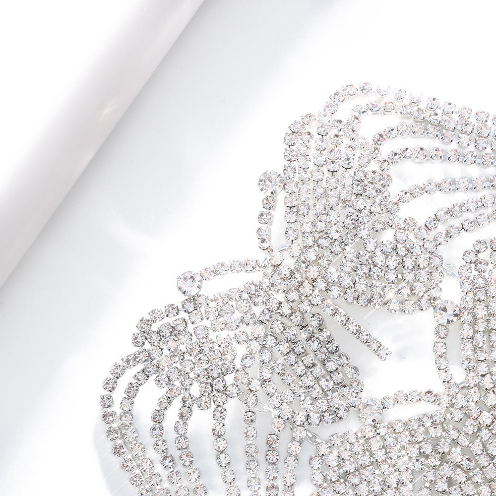 Butterfly Alloy Brooch With Tassel Featuring Silver Rhinestones, Elegant Jewelry Accessory For Women