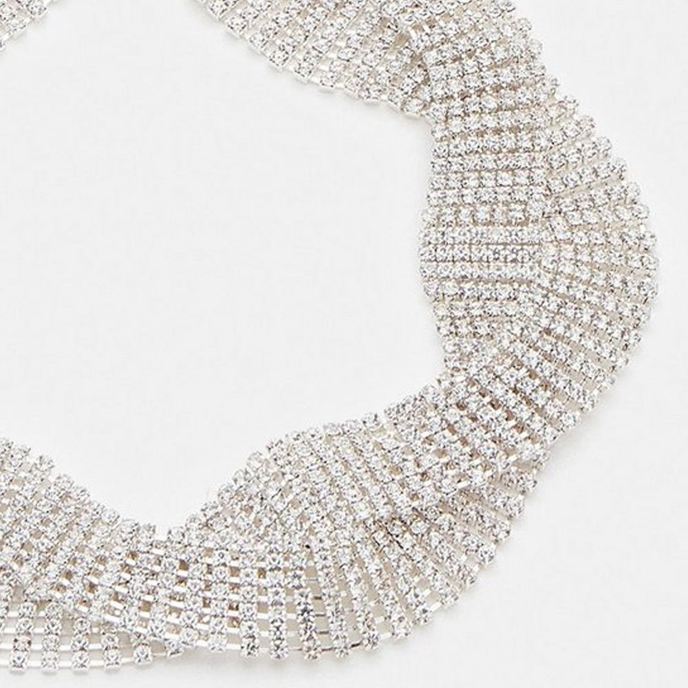 Exaggerated Twist Necklace For Couples With Electroplated Alloy And Rhinestone Inlay On Twisted Rope Chain