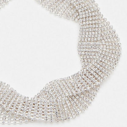 Exaggerated Twist Necklace For Couples With Electroplated Alloy And Rhinestone Inlay On Twisted Rope Chain