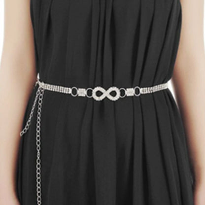 Geometric Alloy Body Chain For Women With Electroplated Finish And Rhinestone Inlay, Simple Style Jewelry Accessory