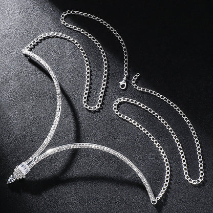 Gold Alloy Body Chain For Women Featuring Crystal Pattern With Electroplated Finish, Rhinestone Inlay Chest Jewelry
