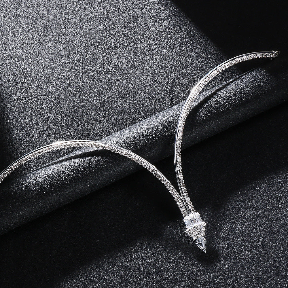 Gold Alloy Body Chain For Women Featuring Crystal Pattern With Electroplated Finish, Rhinestone Inlay Chest Jewelry